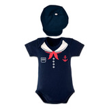 Conjunto Body Bebe Bone Marinheiro Roupa Infantil Fantasia