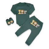 Conjunto Body Bebê Manga Longa E Calça Bordados C  Sapatinho