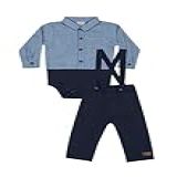 Conjunto Body Camisa E Calça Para Bebê Menino Quimby