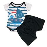 Conjunto Body E Short Infantil Branco E Preto Com Estampa De Ursinho Marinheiro 1 3 Meses Algodão