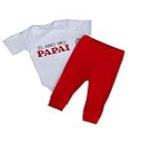 Conjunto Body Manga Curto Bordado Com Calça Para Bebê Eu Amo Meu Pai 02pçs -G-