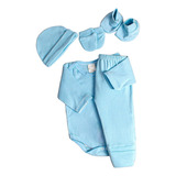 Conjunto Body Mijão Menino Touca Luva Sapatinho 100 Algodão