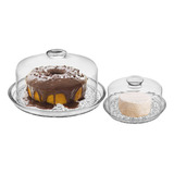 Conjunto Boleira S pé E Queijeira De Vidro Petit Poá Vitazza