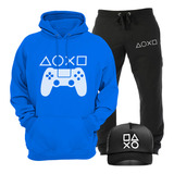 Conjunto Boné Blusa E Calça Moletom Plus Size Jogos Game