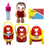 Conjunto Boneca Menina Mônica Baby Bebê Conforto Carrinho Carro De Passeio Cadeira De Papinha Acompanha Acessórios Mamadeira Mágica E Certidão Meu Brinquedo Licenciado Turma Da Mônica