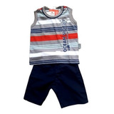 Conjunto Brandili Tam G Bebê Bermuda Regata