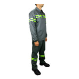 Conjunto Brim Camisa E Calça Com Faixa Refletiva Segurança
