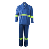 Conjunto Brim Camisa E Calça Com Faixa Refletiva Segurança