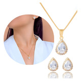 Conjunto Brinco Corrente Gota Festa Casamento Madrinha Luxo