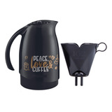 Conjunto Bule Térmico 700ml Suporte Filtro De Café Preto