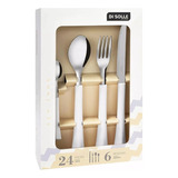 Conjunto C 24 Talheres Cabo Branco Linha Prisma Di Solle