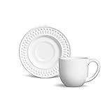 Conjunto C 6 Xícaras De Café C Pires Roma Branco 72 Ml