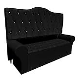 Conjunto Cabeceira Queen Casal E Baú 160cm Calçadeira Estofado Corino Preto