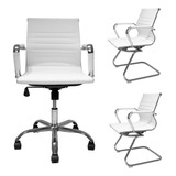 Conjunto Cadeira Escritório Diretor Com 2 Interlocutor Eames
