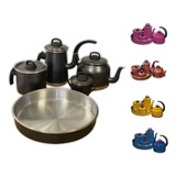 Conjunto Café Bule Chaleira Leiteira Acucareiro Forma Lindo Cor Preto