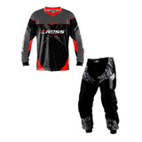 Conjunto Calça Camisa Motocross Trilha Protork Jett Vermelho