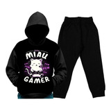 Conjunto Calça E Blusa moletom sou Miau gamer Infantil