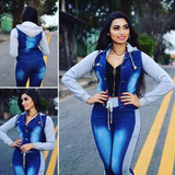 Conjunto Calça E Jaqueta Jeans Com Moletom