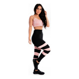 Conjunto Calça Legging 3 Listras Cropped Alcinha Rose