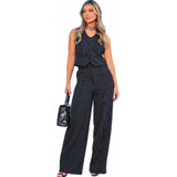Conjunto Calça Pantalona E Colete Em Linho Social Promoção