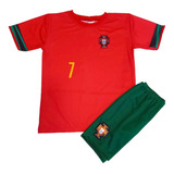 Conjunto Camisa E Shorts Time Infantil Uniforme Futebol Cr7