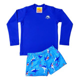 Conjunto Camisa Sunga Proteção Solar Uv 50 Bebê Infantil