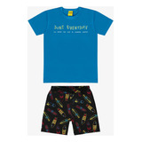 Conjunto Camiseta Com Bermuda Rovi Kids Azul