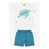 Conjunto Camiseta Com Bermuda Rovi Kids Branco