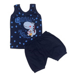 Conjunto Camiseta Regata Shorts Bebê Infantil Verão Menino