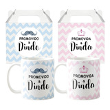 Conjunto Canecas Convite Padrinhos De Batismo Dinda E Dindo