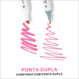 Conjunto Canetas Canetinhas Coloridas Ponta Dupla 80 Cores Tinta Colorida Exterior Preta