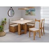 Conjunto Canto Com Mesa Retangular America Com 2 Cadeiras Dalas Mel Blonde Marfim