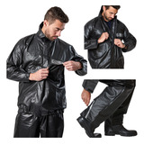Conjunto Capa Chuva Moto Emborrachada Impermeável Com Gola