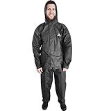Conjunto Capa De Chuva Pvc G Combate C Capuz Masculino Preto Refletiva Elástico Resistente Zíper Pioneira 2901 M PRE G