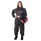 Conjunto Capa De Chuva Pvc M Combate C Gola Feminina Preto Refletiva Resistente Zíper Pioneira 2900 F PRE M