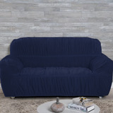 Conjunto Capa De Sofá Malha Gel Elásticada 2 E 3 Lugares Para Sala Theovitex Cor Azul Marinho