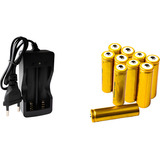 Conjunto Carregador Duplo Bivolt 110 220 Ac Com Fio Led Indicador 10 Baterias Pilhas Células 18650 3 7 4 2 Volts 6800mah Li ion Recarregáveis Carga Rápida Proteção Contra Sobrecarga E Curto Circuito