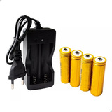 Conjunto Carregador Duplo Bivolt 110 220 Ac Com Fio Led Indicador 4 Baterias Pilhas Células 18650 3 7 4 2 Volts 9800mah Li ion Recarregáveis Carga Rápida Proteção Contra Sobrecarga E Curto Circuito