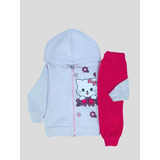 Conjunto Casaco C Capuz Zíper E Calça Saruel Moletom Bebê