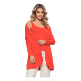 Conjunto Casaco Cardigan Feminino E Regata Meia Estação Top