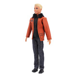 Conjunto Casaco Couro Marrom P o Boneco Ken Com Sapato