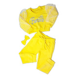 Conjunto Casaco E Calça Jogger Com Laço De Cabelo Infantil