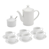 Conjunto Chá 14 Peças Bule Xícaras Açucareiro Porcelana