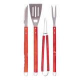 Conjunto Churrasco Mor Inox C Cabo Comprido 4 Peças
