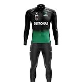 Conjunto Ciclismo Masculino Inverno Camisa Manga Longa Calça De Gel Petronas P