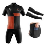 Conjunto Ciclismo Mtb Bermuda E Camisa Kom Brinde Manguitos