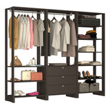Conjunto Closet Grafite 2 40m 2 Cabideiros Cômoda Embutida