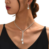 Conjunto Colar Brinco Festa Casamento Gota Strass