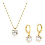 Conjunto Colar E Brinco Feminino Banhado A Ouro 18k