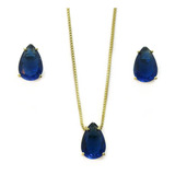 Conjunto Colar E Brinco Pingente Gota 8x12mm Antialérgico